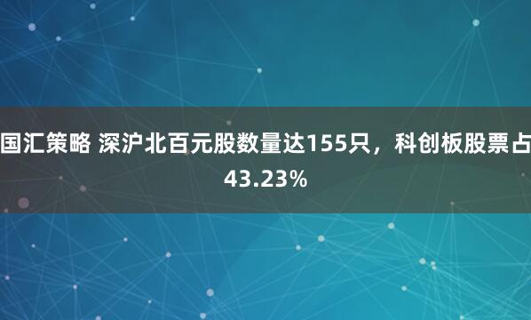 国汇策略 深沪北百元股数量达155只，科创板股票占43.23%